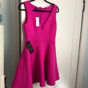 Bebe pink fit and flare party dress
